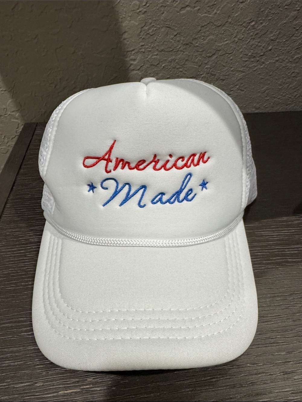 White 'American Made' Embroidered Trucker Hat
